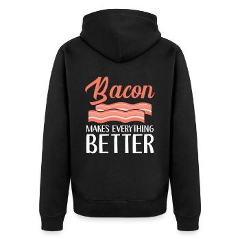 Speck macht alles besser Fleisch Ketogene Diät - Unisex Premium Bio Zip Hoodie - Schwarz - Hinten - Nico (187cm)