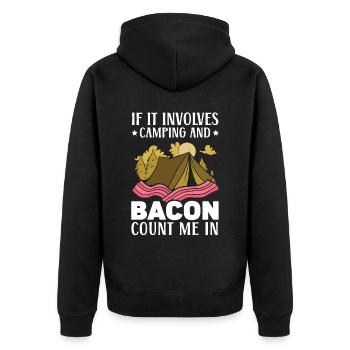 Si cela implique du camping et du bacon, comptez-moi dans - Veste à capuche bio Premium Unisexe - noir - Dos - Nico (187cm)