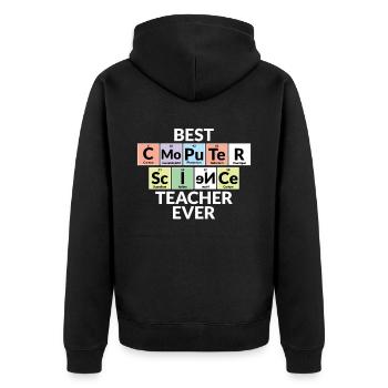 Bester Informatiklehrer Aller Zeiten - Unisex Premium Bio Zip Hoodie - Schwarz - Hinten - Nico (187cm)