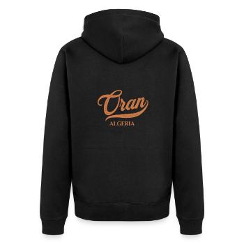 Retro Algeria Stadt - Vintage Oran - Unisex Premium Bio Zip Hoodie - Schwarz - Hinten - Nico (187cm)