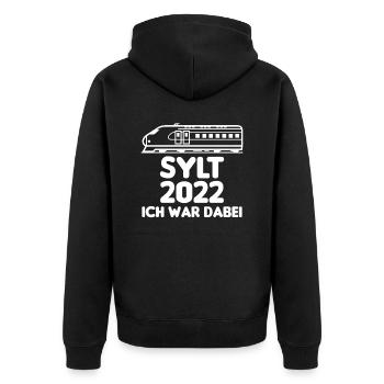 Sylt 2022 ich war dabei - Party an Nordsee Urlaub - Unisex Premium Bio Zip Hoodie - Schwarz - Hinten - Nico (187cm)