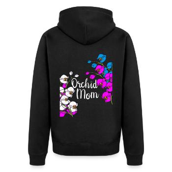 Orchidee Muttertag Geschenk Floristin Orchidee - Unisex Premium Bio Zip Hoodie - Schwarz - Hinten - Nico (187cm)