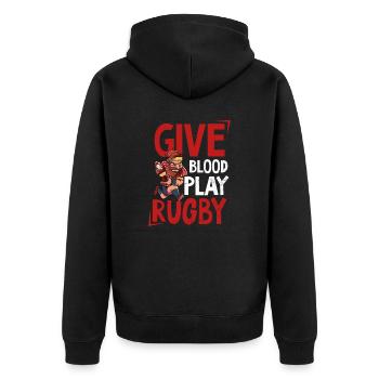 Rugby Blood Play Rugby - Veste à capuche bio Premium Unisexe - noir - Dos - Nico (187cm)