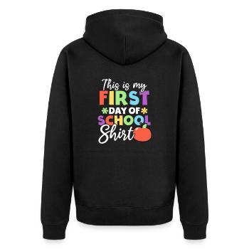 First Day Of School First Day Of School Outfit - Unisex Premium Organic Zip Hoodie - black - Back - Nico (187cm)