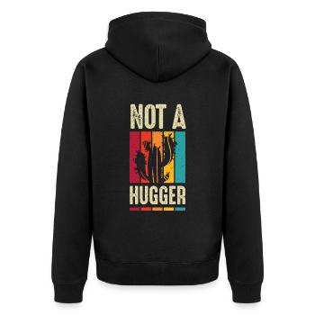 I'm Not A Hugger Cactus - Unisex Premium Organic Zip Hoodie - black - Back - Nico (187cm)