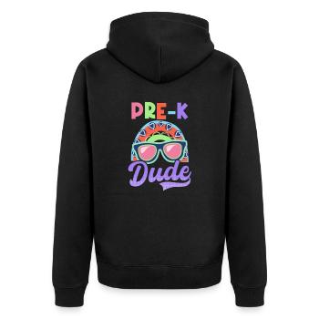 Erster Schultag Pre-K Dude - Unisex Premium Bio Zip Hoodie - Schwarz - Hinten - Nico (187cm)