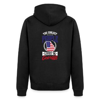 Georgia Peach Coolest People Live Flagge - Unisex Premium Bio Zip Hoodie - Schwarz - Hinten - Nico (187cm)