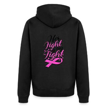 Ihr Kampf ist - Brustkrebs - Unisex Premium Bio Zip Hoodie - Schwarz - Hinten - Nico (187cm)