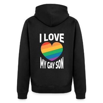 Gay Homosexuell Schwul Lespisch LGBT - Unisex Premium Bio Zip Hoodie - Schwarz - Hinten - Nico (187cm)