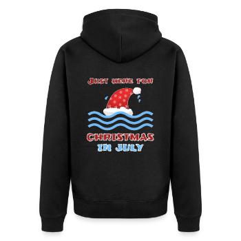 Christmas in July - Unisex Premium Organic Zip Hoodie - black - Back - Nico (187cm)