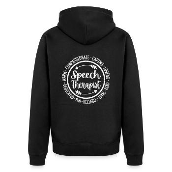 Speech Therapist Vintage - Unisex Premium Organic Zip Hoodie - black - Back - Nico (187cm)