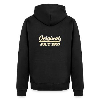 65e anniversaire Juillet né 1957 Idée cadeau - Veste à capuche bio Premium Unisexe - noir - Dos - Nico (187cm)