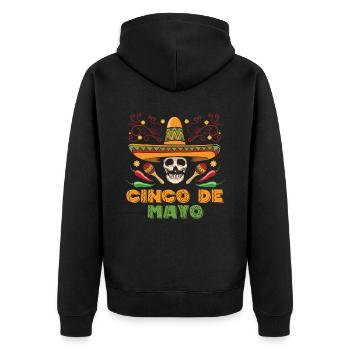 Cinco De Mayo Mexican Sombrero Skull - Unisex Premium Organic Zip Hoodie - black - Back - Nico (187cm)