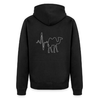 Dromedar Kamel Herzschlag - Unisex Premium Bio Zip Hoodie - Schwarz - Hinten - Nico (187cm)