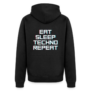 manger du sommeil techno répéter - Veste à capuche bio Premium Unisexe - noir - Dos - Nico (187cm)