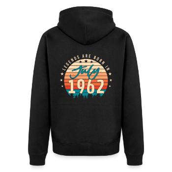 1962 Juli 60ter Geburtstag - Unisex Premium Bio Zip Hoodie - Schwarz - Hinten - Nico (187cm)