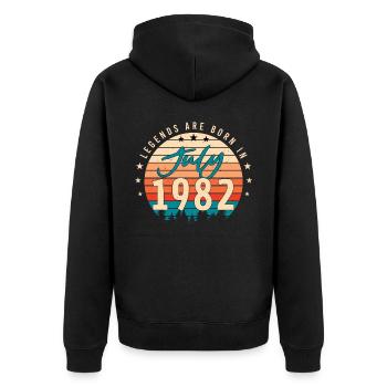 July 1982 40th birthday - Unisex Premium Organic Zip Hoodie - black - Back - Nico (187cm)