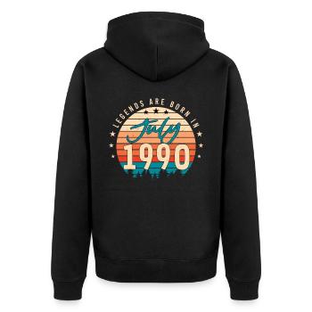 Geburtstagsgruss 1990 Juli - Unisex Premium Bio Zip Hoodie - Schwarz - Hinten - Nico (187cm)