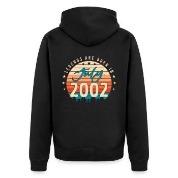 20tes Lebensjahr Im Juli 2002 - Unisex Premium Bio Zip Hoodie - Schwarz - Hinten - Nico (187cm)