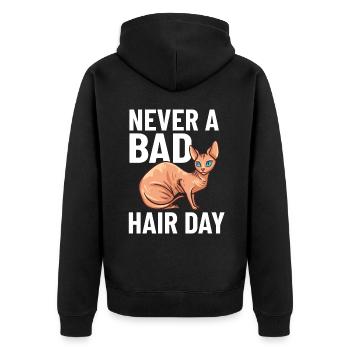 Sphynx Katze Sphinx Haarloses Kätzchen Ägypten - Unisex Premium Bio Zip Hoodie - Schwarz - Hinten - Nico (187cm)