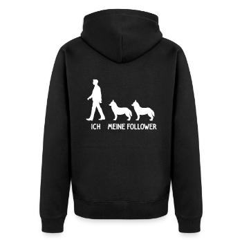 Ich Meine Follower Husky Hunde Züchter Hund - Unisex Premium Bio Zip Hoodie - Schwarz - Hinten - Nico (187cm)