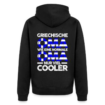 Griechin Griechenlandische Oma Griechenland - Unisex Premium Bio Zip Hoodie - Schwarz - Hinten - Nico (187cm)