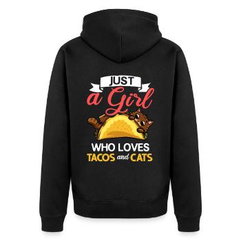 Tacocat Taco Cat Kitten Fast Food - Unisex Premium Organic Zip Hoodie - black - Back - Nico (187cm)