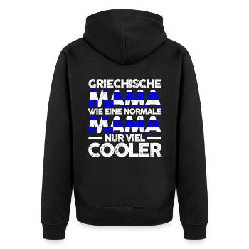 Griechin Griechenlandische Mama Griechenland Mutte - Unisex Premium Bio Zip Hoodie - Schwarz - Hinten - Nico (187cm)