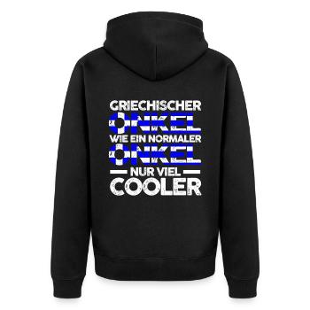 Grieche Onkel Griechenland - Unisex Premium Bio Zip Hoodie - Schwarz - Hinten - Nico (187cm)