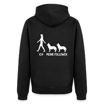 Ich Meine Follower Husky Hunde Züchter Hund - Unisex Premium Bio Zip Hoodie - Schwarz - Hinten - Nico (187cm)
