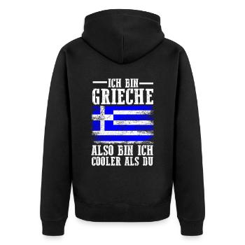 Griechenland Grieche Griechisches - Unisex Premium Bio Zip Hoodie - Schwarz - Hinten - Nico (187cm)