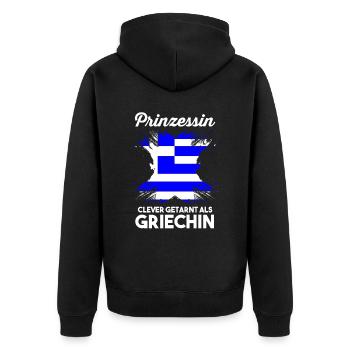 Prinzessin Grieche Griechisches Griechenland - Unisex Premium Bio Zip Hoodie - Schwarz - Hinten - Nico (187cm)