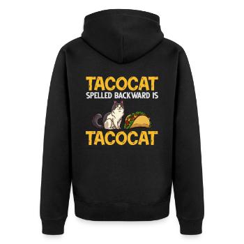 Tacocat Taco Cat Kitten Fast Food - Unisex Premium Organic Zip Hoodie - black - Back - Nico (187cm)