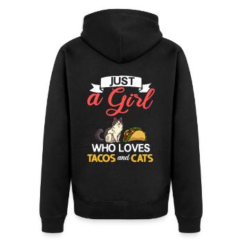 Tacocat Taco Cat Kitten Fast Food - Unisex Premium Organic Zip Hoodie - black - Back - Nico (187cm)