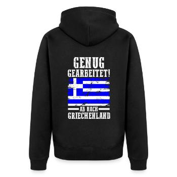 Urlaub Grieche Griechenland - Unisex Premium Bio Zip Hoodie - Schwarz - Hinten - Nico (187cm)
