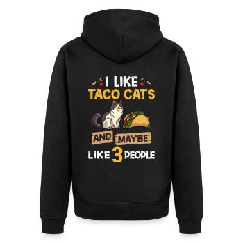 Tacocat Taco Cat Kitten Fast Food - Unisex Premium Organic Zip Hoodie - black - Back - Nico (187cm)