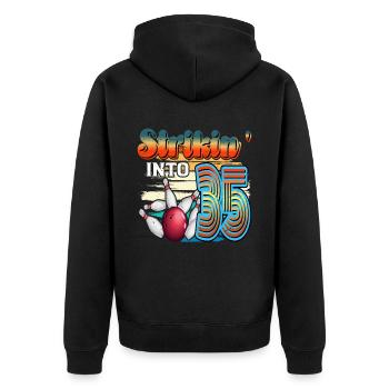 Strikin' Into 35 Bowling Bowler 35. Geburtstag - Unisex Premium Bio Zip Hoodie - Schwarz - Hinten - Nico (187cm)