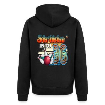 Strikin' Into 36 Bowling Bowler 36. Geburtstag - Unisex Premium Bio Zip Hoodie - Schwarz - Hinten - Nico (187cm)