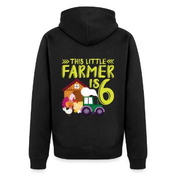 This small farmer is 6 farm more thematic - Unisex Premium Organic Zip Hoodie - black - Back - Nico (187cm)