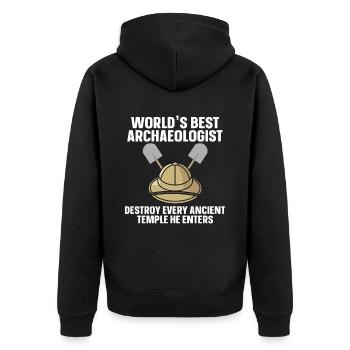 Best Archaeologist Artifact Funny Archaeology - Unisex Premium Organic Zip Hoodie - black - Back - Nico (187cm)