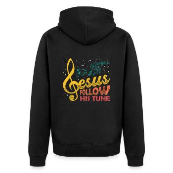 Jesus, clef, music, religious. - Unisex Premium Organic Zip Hoodie - black - Back - Nico (187cm)
