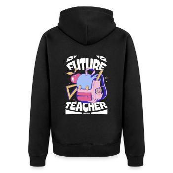 Future Teacher - Unisex Premium Bio Zip Hoodie - Schwarz - Hinten - Nico (187cm)