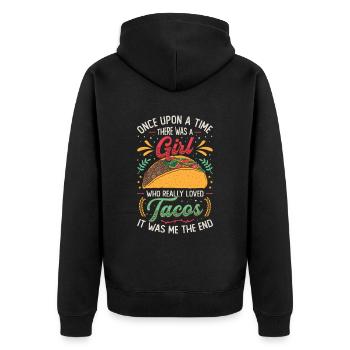 La fille aime les tacos - Veste à capuche bio Premium Unisexe - noir - Dos - Nico (187cm)