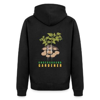 Jardinier souterrain Pomme de terre - Veste à capuche bio Premium Unisexe - noir - Dos - Nico (187cm)