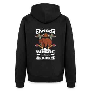 Canada - Unisex Premium Bio Zip Hoodie - Schwarz - Hinten - Nico (187cm)