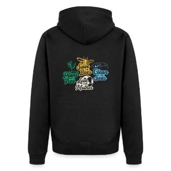 Rette die Bienen Pflanze mehr Bäume Tag der Erde - Unisex Premium Bio Zip Hoodie - Schwarz - Hinten - Nico (187cm)