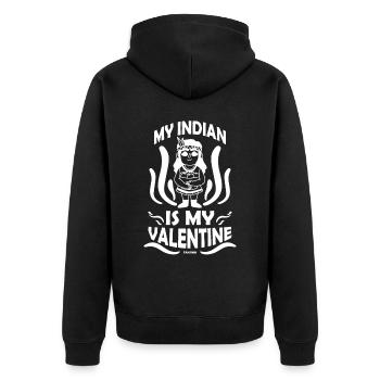 My Indian Is My Valentine Native People USA - Unisex Premium Bio Zip Hoodie - Schwarz - Hinten - Nico (187cm)