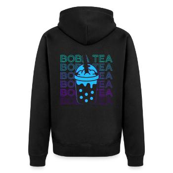 Boba Tee Bubble Tea Milk Tea Retro Geschenk - Unisex Premium Bio Zip Hoodie - Schwarz - Hinten - Nico (187cm)