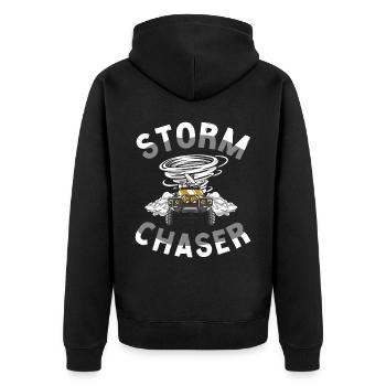 Storm Chaser Hurricane Meteorology - Unisex Premium Bio Zip Hoodie - Schwarz - Hinten - Nico (187cm)