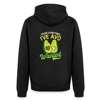 Avocado Du bist alles, was ich Avo wollte - Unisex Premium Bio Zip Hoodie - Schwarz - Hinten - Nico (187cm)